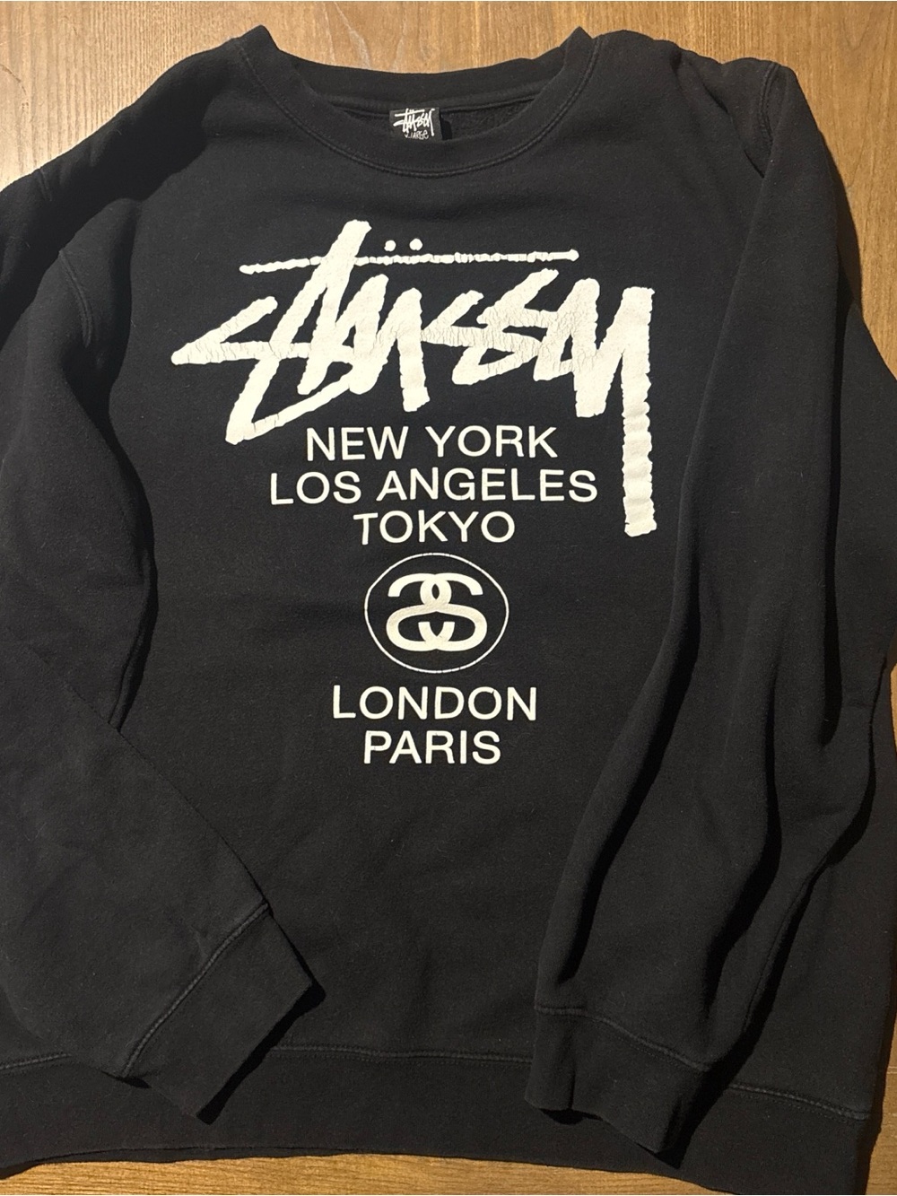 Men's Stussy Black Logo Crewneck Sweatshirt